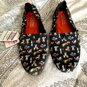 BOB’s flats with dog pattern. Never worn, with tags.